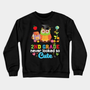2nd Grade Never Looked So Cute Second Owl Back To School Kid Crewneck Sweatshirt